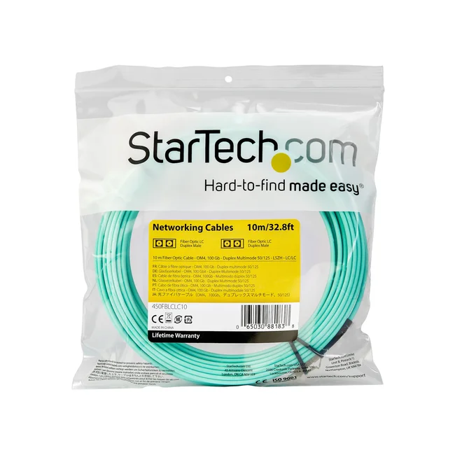 StarTech.com Cable de 10m de Fibra Óptica Multimodo LC/UPC a LC/UPC OM4 - 50/125µm - Fibra LOMMF/VCSEL - Redes de 100G - Cable LSZH - Baja Pérdida de Inserción - Low Insertion Loss image 6