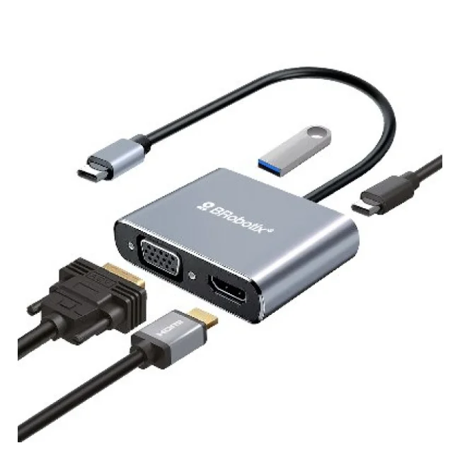 BRobotix 6000687 base para laptop o replicador de puertos USB 3.2 Gen 1 (3.1 Gen 1) Type-C Plata image 4