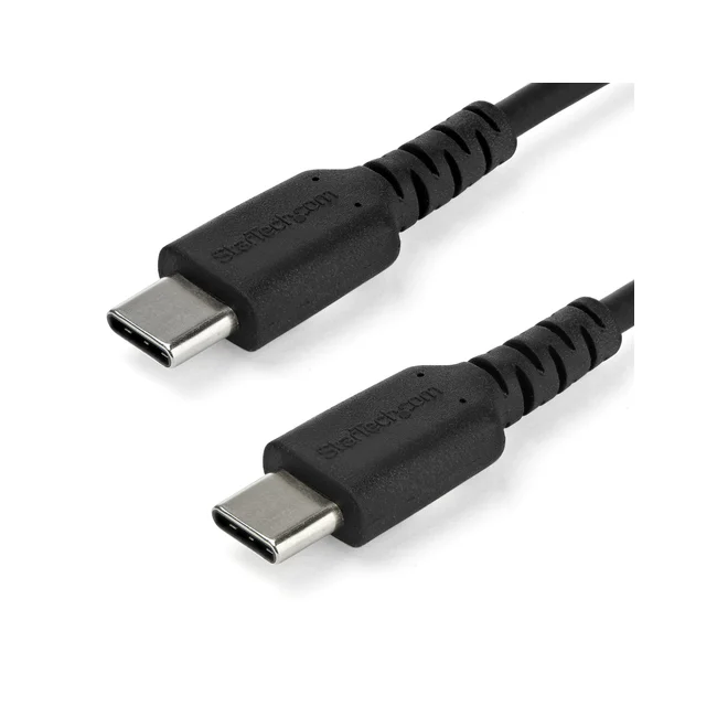StarTech.com Cable de 2m de Carga USB C - de Carga Rápida y Sincronización USB 2.0 Tipo C a USB C para Laptops - Revestimiento TPE de Fibra de Aramida M/M 60W Negro - iPad Pro Surface