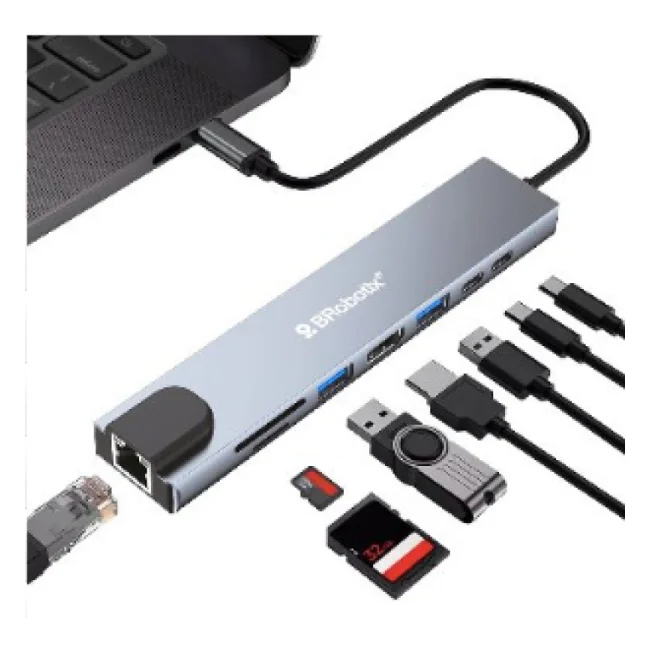 BRobotix 6000700 base para laptop o replicador de puertos USB 3.2 Gen 1 (3.1 Gen 1) Type-C Plata image 5