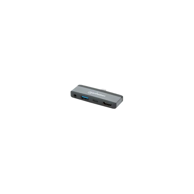 Manhattan 190404 base para laptop o replicador de puertos Alámbrico USB 3.2 Gen 2 (3.1 Gen 2) Type-C Gris