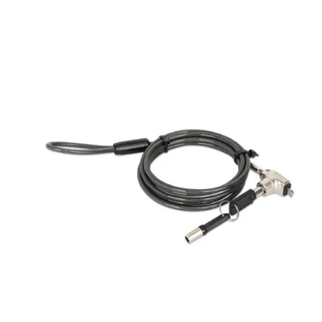 Manhattan Candado de seguridad Nano para laptop, con llave Candado antirrobo para laptop, dos llaves incluidas, cable de acero de 1.5 m (5 pies), cubierta de PVC negra traslúcida, plateado image 4