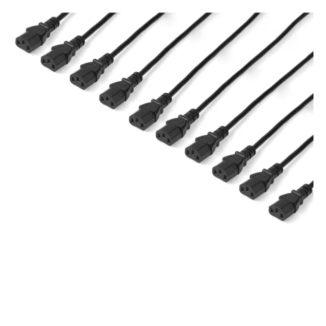 StarTech.com Paquete de 10 Cables de 3m de Alimentación de Computadora, NEMA 5-15P a C13, 10A 125V, 18AWG, Cable de Alimentación de Repuesto para Impresora, Computadora o Monitor, UL image 4