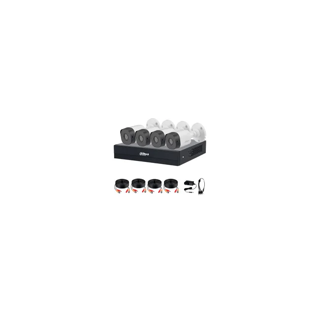 DAHUA DHI-KIT/XVR1B04-I/T/4-B1A11N-0280B - Kit de 4 canales HD/ Cámaras B1A11 de 1 MP/ Lente de 2.8mm/ Soporta 4 Canales más 1 IP o Hasta 5 Canales IP/ SMD Plus / Compresión H.265/ Cámaras de Policarbonato/