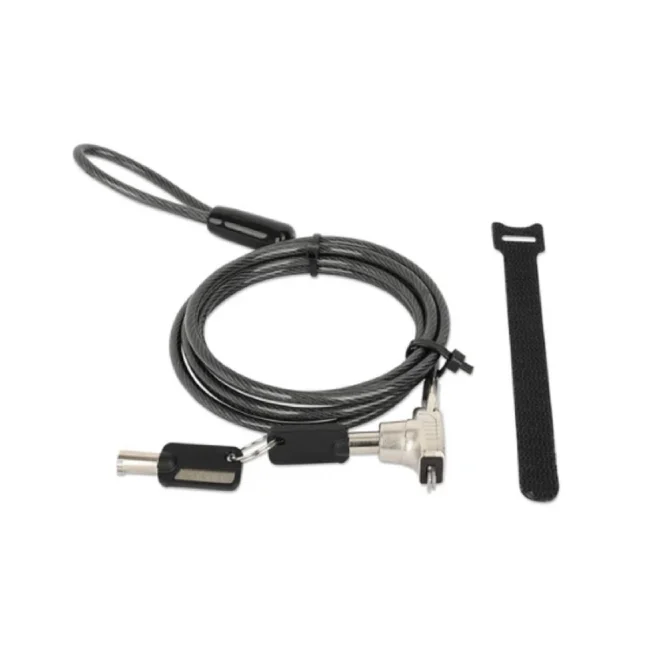 Manhattan Candado de seguridad Nano para laptop, con llave Candado antirrobo para laptop, dos llaves incluidas, cable de acero de 1.5 m (5 pies), cubierta de PVC negra traslúcida, plateado image 5