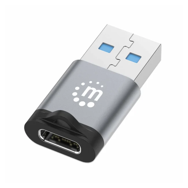Manhattan 356305 cambiadores de género de cables USB-A USB-C Negro, Gris