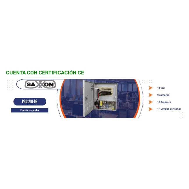 SAXXON PSU1210D9 - Fuente de Poder de 12 vcd/ 10 Amperes/ Para 9 Camaras/ 1.1 Amper por Canal/ Protección contra Sobrecargas/ Certificación UL/ image 2