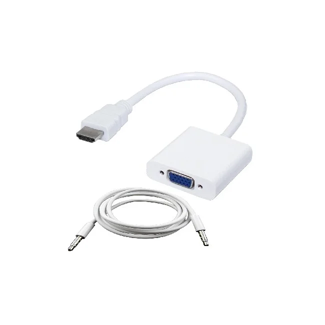 BRobotix 110964B cambiadores de género de cables HDMI + VGA Audio Blanco