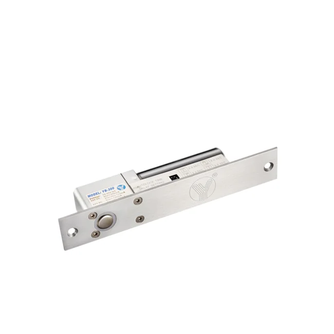 YLI YB300 - Cerradura Eléctrica de perno Soporta 800 Kg / Función NO  / Voltaje 12 y 24 VDC / Retardo 3,6 y 9 segundos / Fail Safe / Compatible con controles de acceso / Compatible Soporte de fijación BBK600