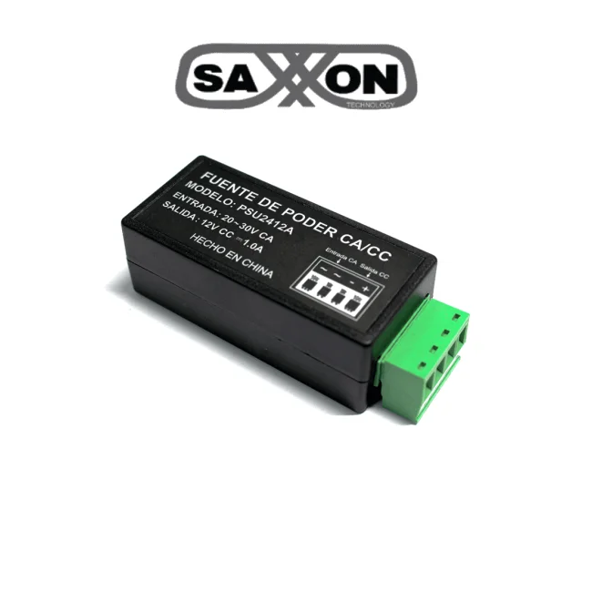 SAXXON PSU2412A1 - Convertidor de energia/ Corriente Alterna a Corriente Directa/ Voltaje de entrada 20V CA a 30V CA/ Voltaje de Salida 12V CD/ / 1 Ampere