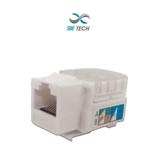 SBE TECH JACKC6WT- Módulo jack keystone RJ45, 8 hilos, CAT 6, compatible con calibres AWG 22-26, color blanco