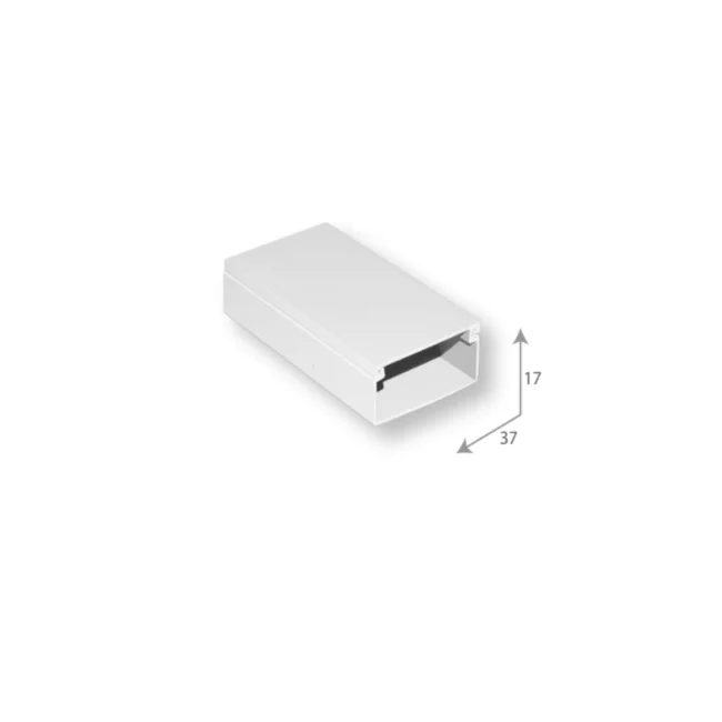 SBE TECH SEB-1737 - Canaleta plástica / PVC / Una vía / Alto 1.7 cm, Ancho 3.7 cm, Largo 2 metros