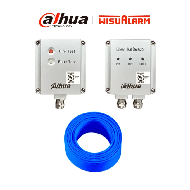 DAHUA WISUALARM PAQUETE DETECOR DE CALOR LINEAL - Sistema de detección de calor lineal (68°C) con cable de 200 m, adaptador y terminal; detecta sobrecalentamiento a lo largo del cable. Ideal para racks y charolas, compatible con otras marcas