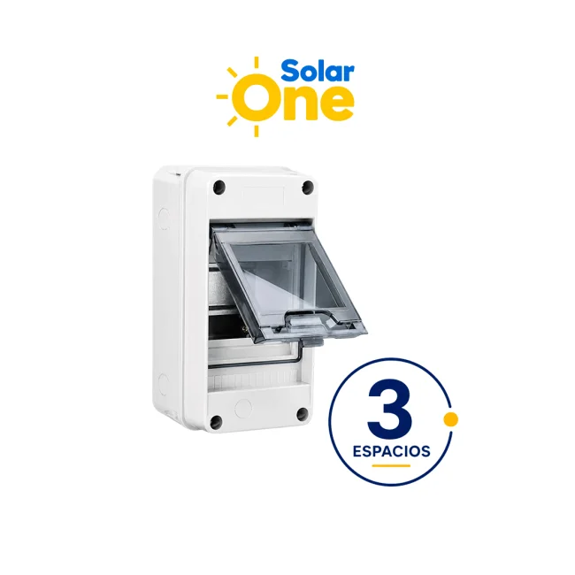 Centros de carga riel DIN Reforzado IP65 / 3 espacios / Uso Exterior protección UV / Ideal para Sistemas Eléctricos y Fotovoltaicos / Instalación flexible / Montaje riel din