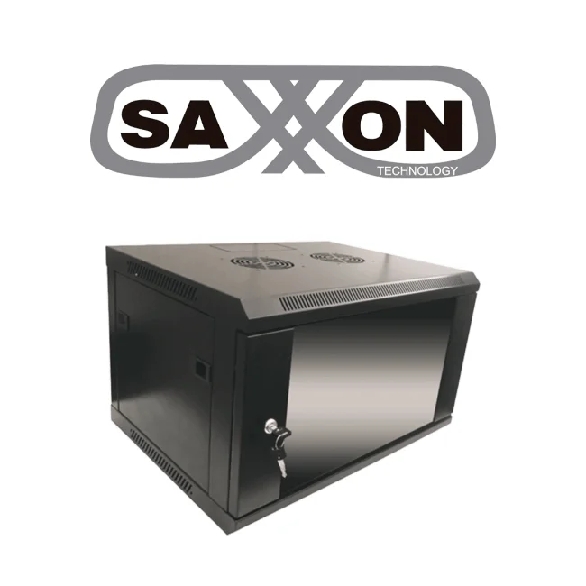SAXXON SE540601 - Gabinete de pared de 6 UR, fijo, capacidad de carga de 60 Kg. dimensiones 57x45x37 cm.