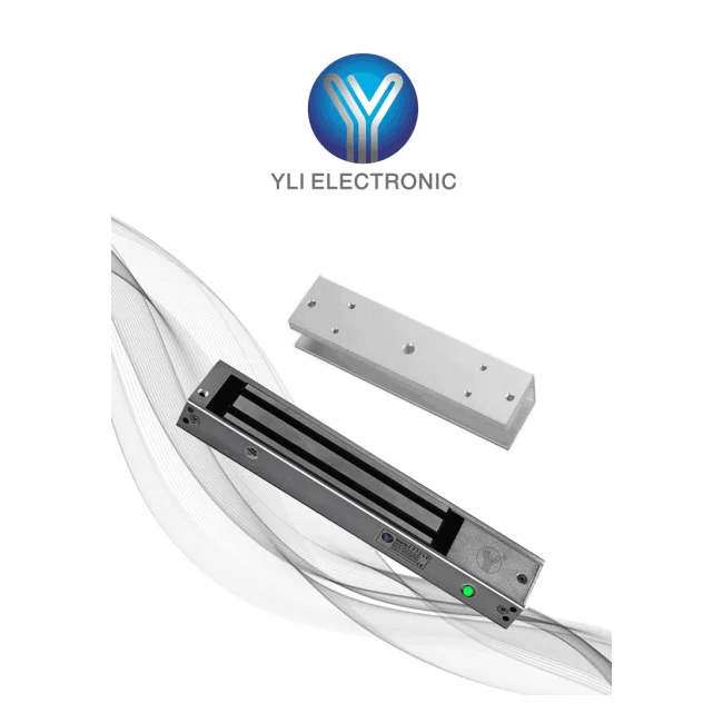 YLI YM280NLEDULPACK Paquete de Cerradura Magnética YM280NLED y MBK280UL para Puertas de Vidrio sin Marco / 280 kg (600 Lb) / Con Indicador Led