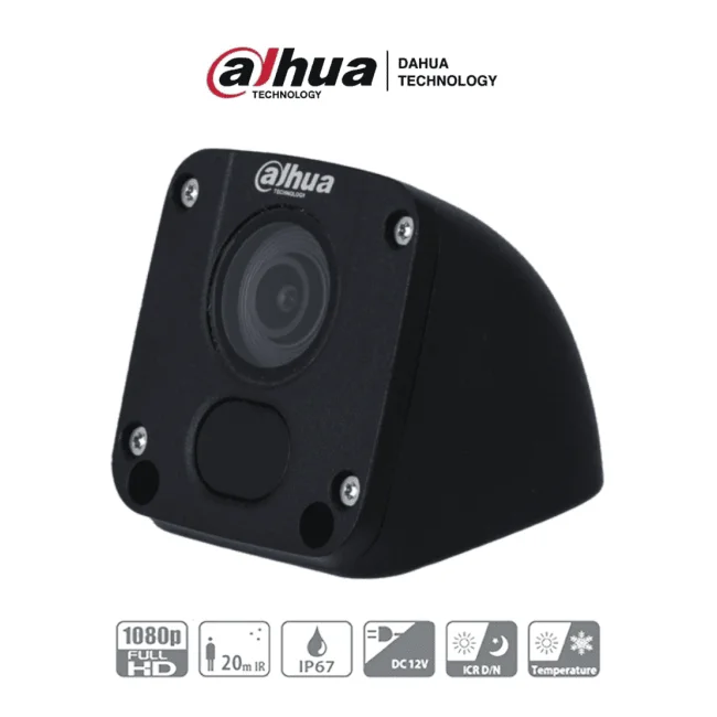 DAHUA DH-HAC-HMW3200D-V - Cámara móvil analógica, Conexión M12 (tipo aviación), Tipo: cubo, Resolución 1080p, Lente de 2.8mm, Apertura de 106°, IR de 20 metros, Grado de protección IP67, Material metálico