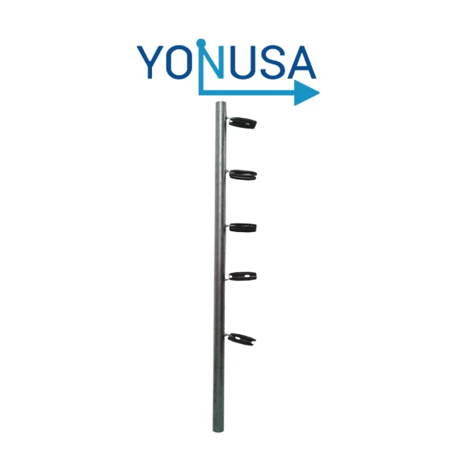 YONUSA TUBOAP201 - Poste de esquina para cercas eléctricas con 5 aisladores de esquina instalados/ 1.20 mts. listo para instalación en campo