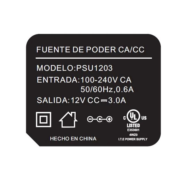 SAXXON PSU1203 - Fuente de Poder Regulada de 12 Vcc 3 Amperes/ Cable de 1.2 Metros/ Para Usos Multiples: Sistemas de CCTV, Acceso, Asistencia, etc/ Certificación UL/ image 2