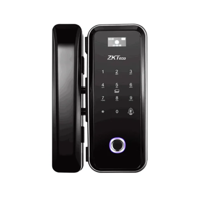 ZK GL300 - Cerradura Biométrica para Puertas de Vidrio, Compatible con Anchos de Puerta de 10 a 12 mm, Capacidad para 100 Usuarios, Control Remoto Incluido, Compatible con Tarjetas Mifare 13.56 MHz image 2