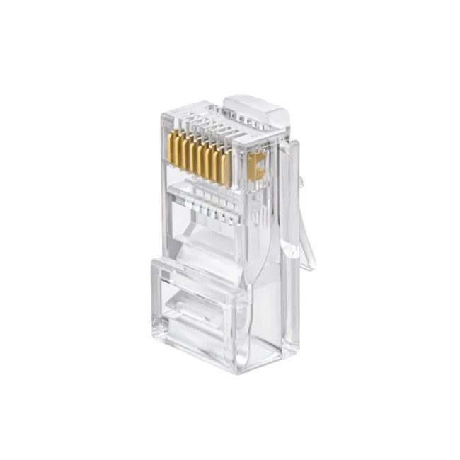 TCE LN-NET-RJCAT6-30u-PASS - Bote con 100 Plugs Pass through RJ45 Cat6 sin blindaje, chapado de oro a 30 micras