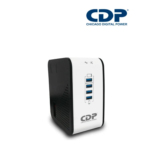 CDP R2CU-AVR1008 - Regulador de Voltaje de Escritorio / NEMA 5-15 / 1000VA / 500W / 8 tomas de salida / 1 Toma para carga de tablet / 3 Tomas para carga de smartphone image 2
