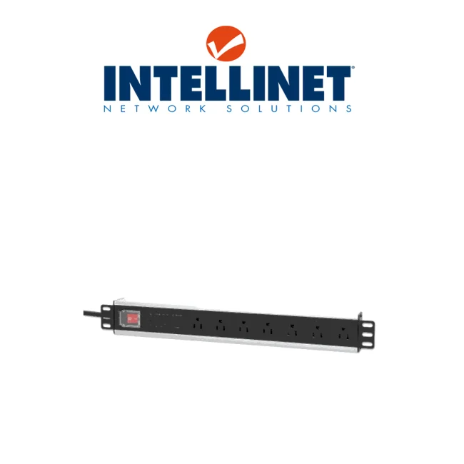 Intellinet Barra Multicontacto de 7 salidas para Montaje en Rack de 19"