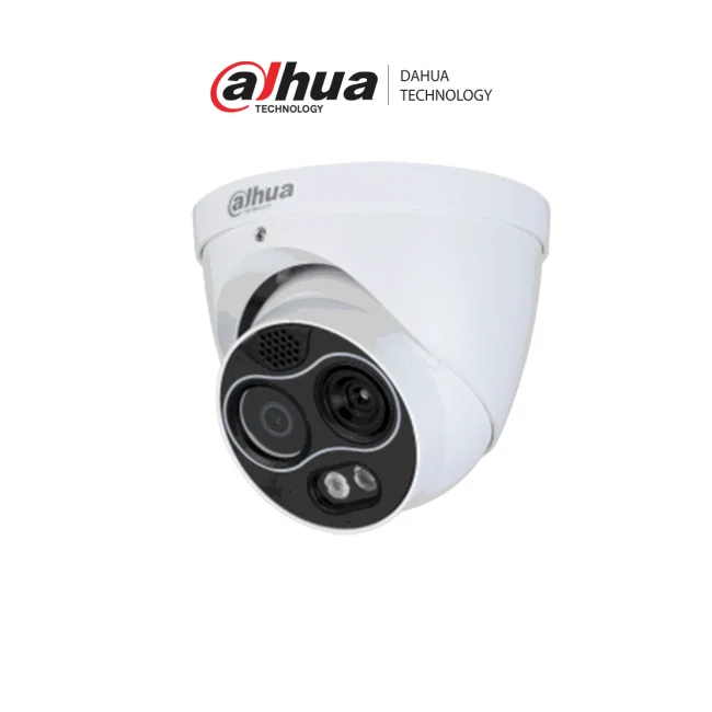 DAHUA TPC-DF1241-B2F2-DW-S8 -Camara IP Dual Termica/ Lente Termico de 2mm (256×192) / Lente Visible de 2mm y 4 Megapixeles/ Eureka/ IA con Detección de Calor, Fumadores, Vehiculos y Personas/ IR de 30 Mts/ IP67/Alarma de Audio/ MicroSD/ E&S de Alarma/