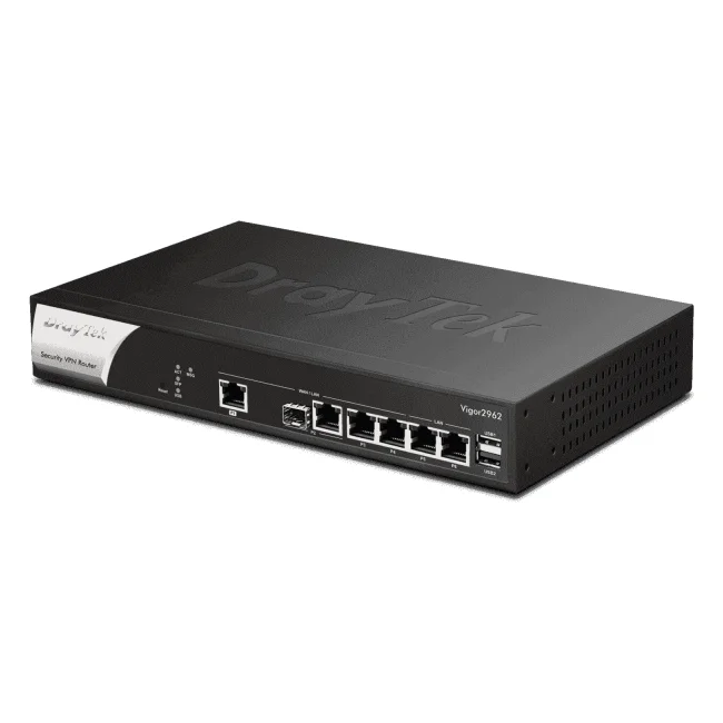DrayTek VIGOR2962- Ruteador Multi-WAN Balanceador para PyMEs, hasta 200 túneles VPN, 1 puerto WAN 2.5GB, 1 combo SFP & RJ45 WAN, 2 puertos LAN & WAN GE, 2 LAN RJ45 GE, con filtrado web image 2