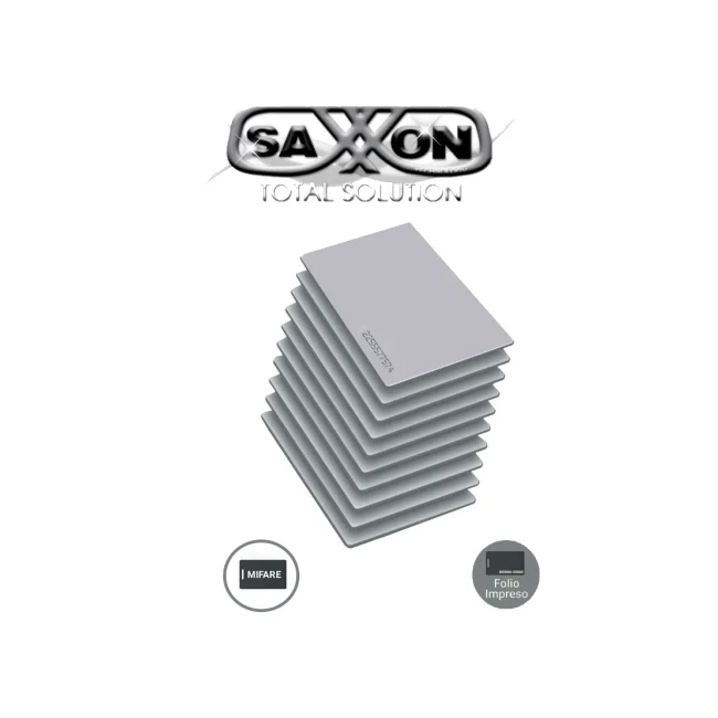 SAXMIFARE - Paquete de 10 Tarjetas de Proximidad Mifare 13.56 Mhz Para Control de Acceso / PVC / Imprimible / 1 KByte / 0.88 mm de Grosor / Folio Impreso