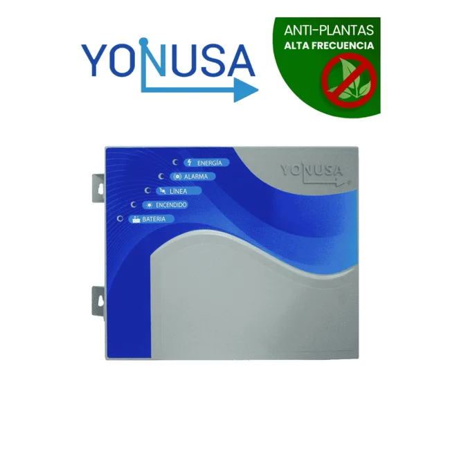 YONUSA EY10000127AF - Energizador de Alta Frecuencia para Cerco Eléctrico 10,000 V, Cobertura de hasta 10,000 metros Lineales (o 2,000 metros en 5 Líneas), Incluye Interfaz con 2 Zonas Cableadas y Soporta Módulo WiFi