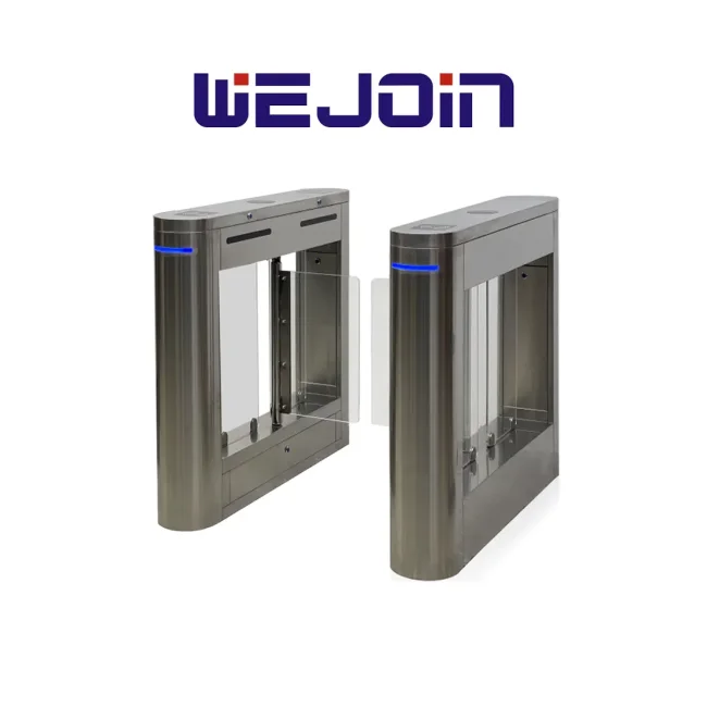 WEJOIN WJTBH101BLSP - Barreras Peatonal Tipo Swing Barrier con Aletas de Acrílico pase Bidireccional Compatible con Control de Acceso 3 Millones de Ciclos pase 25-35 Personas por minuto