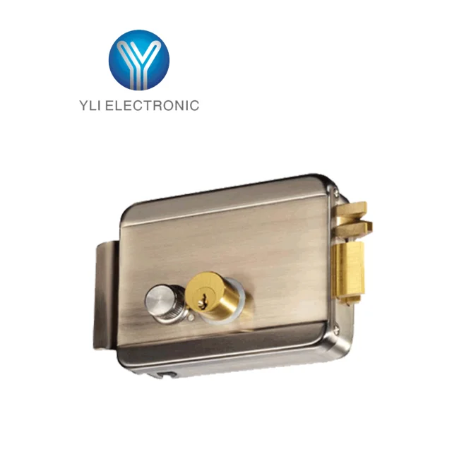 YLI ABK702BR - Cerradura Eléctrica Derecha / Carcasa Metálica / Apertura con Botón, Llave / 12VDC / Uso Interior / Compatible con Controles de Acceso