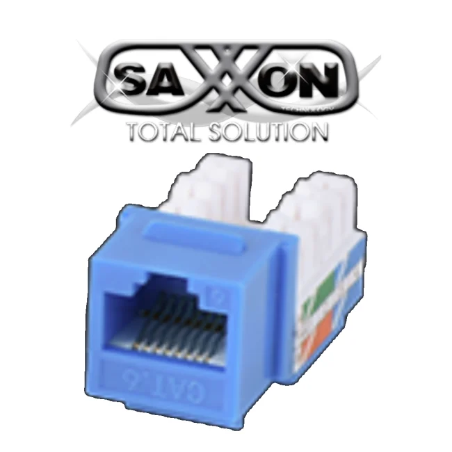 SAXXON M2656B - Modulo jack keystone RJ45 / 8 Hilos / CAT 6 / Compatible con calibres  AWG 22-26 / Color azul
