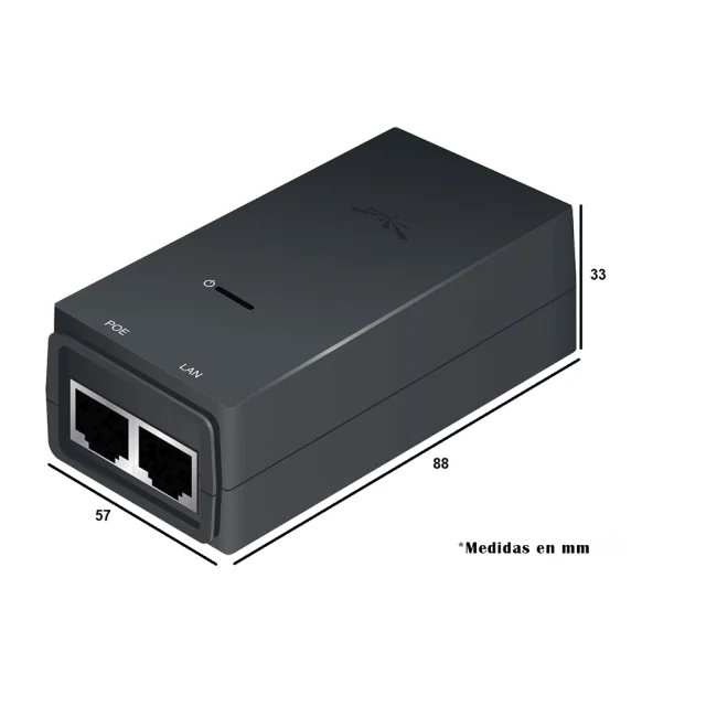UBIQUITI POE-24-24W - Inyector PoE pasivo para equipos Ubiquiti de 24V DC a 1.0A y función de reset remoto. image 6
