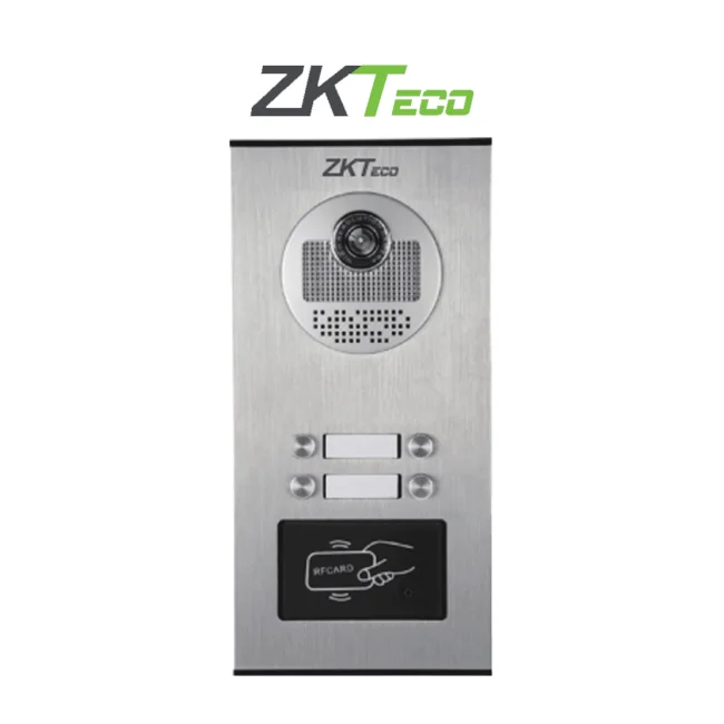 ZKTECO VE04A01 - Videoportero Departamental para 4 monitores / Cámara  de 700TVL / Ángulo de Visión 92° / Visión Nocturna / Apertura de Puerta con Tarjeta RFID/ IP54