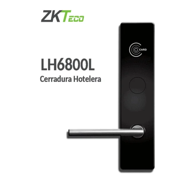 ZKTECO LH6800L- Cerradura Izquierda para Hotel con Tecnología MIFARE 13.56 MHz, Compatible con Puertas de 35 a 45 mm de Grosor, Fabricada en Aleación de Zinc, Capacidad de Registro de 224 Eventos