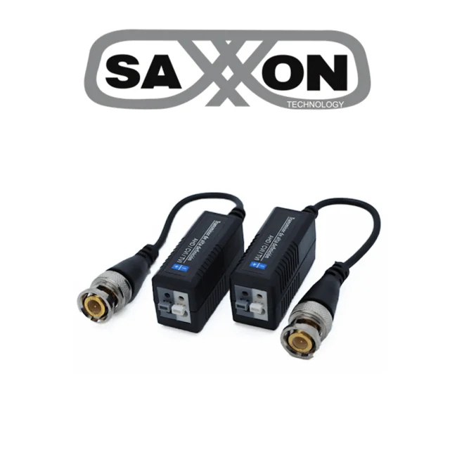 SAXXON SXCF200 - Par de Transceptores Pasivos 1080P / Botones Push / 1080P hasta 250 Metros / 720P hasta 300 Metros / Soporta HDCVI / AHD / TVI / CBVS / Fácil Conexión