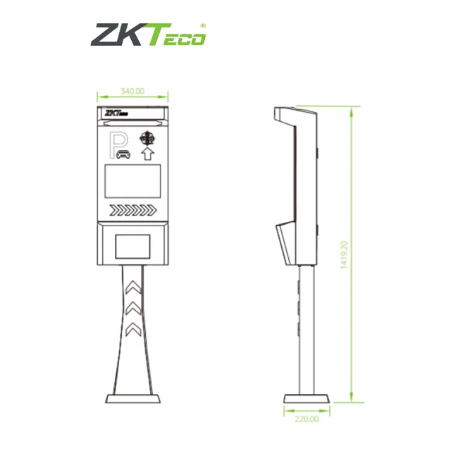 ZKTECO LPRS1000 - Cámara de Reconocimiento Placas Para Control De Acceso Vehicular / Conexión TCP/IP / Pantalla LCD / Luces LED / Un Carril / Semáforo e Indicadores Audibles / Requiere Licencia de Estacionamiento Biosecurity image 2