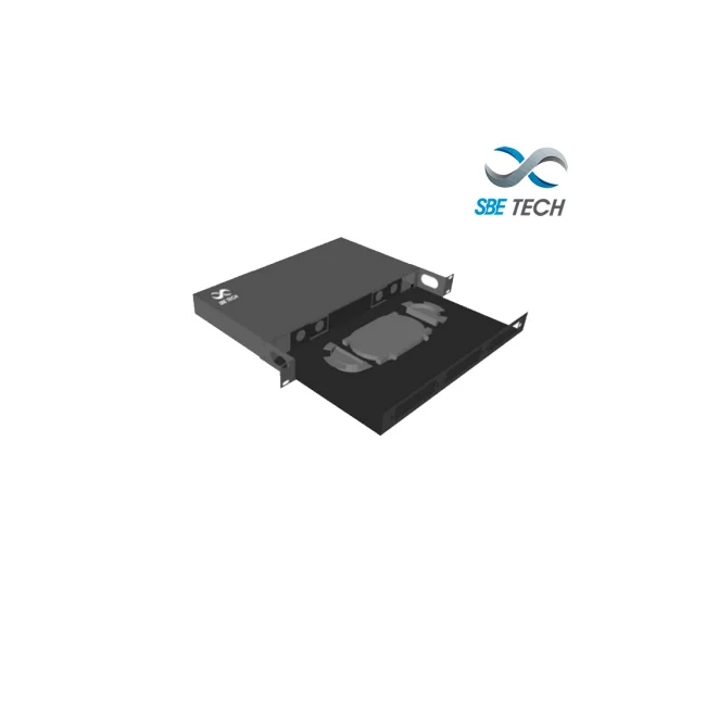 SBE TECH SBE-DFO18D - Distribuidor de fibra óptica con charola deslizable /  acepta 3 placas de 6 acopladores / 1 UR