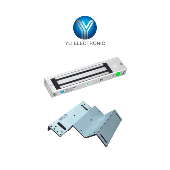 YLI YM500NLEDPACK - Paquete de Cerradura Magnética con Indicador LED y Soporte MBK500NZL  Control de Acceso para Interiores  500 kg (1200 lb) de Fuerza  Doble Voltaje 12V/24V DC