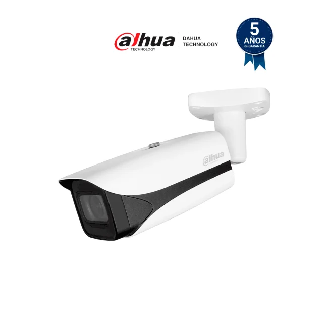 DAHUA IPC-HFW5241E-Z12E -Cámara IP Bullet 2MP con WizMindS y lente motorizado de 5-60 mm Alcance IR 150m, IA avanzada, mejora de imagen, micrófono integrado, metadatos, detección facial, conteo de personas, E/S de alarmas y audio, ePoE, IP67 e IK10