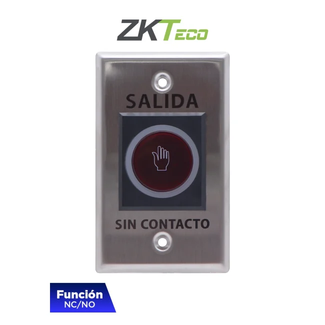 ZKTECO TLEB102 - Botón de Salida sin Contacto, Serie K11, Indicador LED, Acero Inoxidable, 12 VCC, Función NC/NO, Distancia de Detección hasta 10 cm