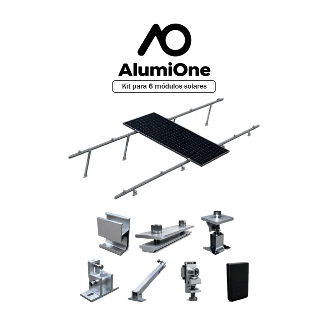 1V6 arreglo de 6 Paneles - Kit de montaje para 6 módulos solares con inclinación de 15º a 30º en vertical / dimensiones 2382 X 1134 mm / Para 6 paneles no incluidos