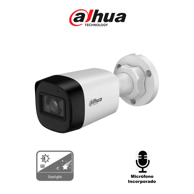 DAHUA DH-HAC-HFW1500RLN-A-S3-DIP - Cámara Bullet de 5 Megapíxeles Starlight/ Micrófono Integrado/ Lente de 2.8mm/ Hasta 30 mts de Iluminación Inteligente/ IP67 image 2