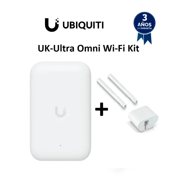 UBIQUITI UK-Ultra Omni Wi-Fi Kit - Solución de alta cobertura 360° con antenas omnidireccionales resistentes al agua, compatible con UniFi UK-Ultra. Ideal para ampliar señal Wi-Fi en exteriores e interiores con rendimiento estable y profesional.