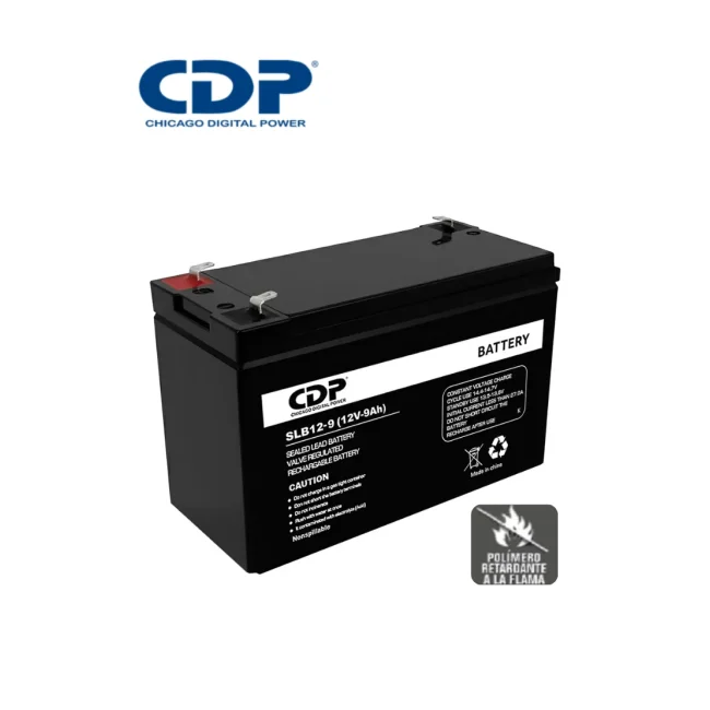 CDP - B-12/9 SLB 12-9 - Bateria de respaldo / 12V a 9A / Libre de mantenimiento / Fácil instalación / Compatible con CCTV y DSC