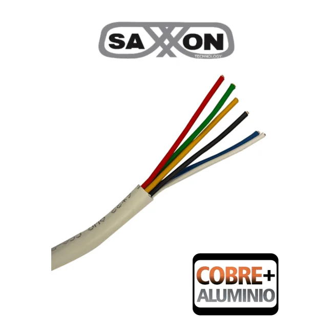 SAXXON OWAC6305JF - Bobina de Cable para Alarma de 6 Conductores/ CCA/ 305 Metros/ Uso Interior/ Material Retardante a la Flama/ Color Blanco/ Recomendado para Alarmas, Control de Acceso, Videoporteros y Audio/