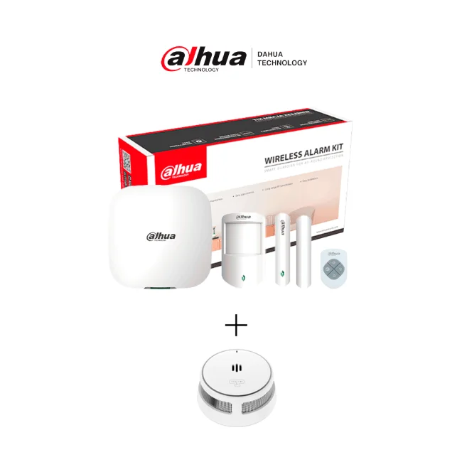 DAHUA PAQUETE SAFE HOME - Paquete de intrusión y detección de incendio residencial, Incluye: KIT ART-ARC3000H-03-W2 (Airshield) + detector de humo autónomo GRATIS, El detector de humo genera una alerta local mediante una sirena de 85 dB