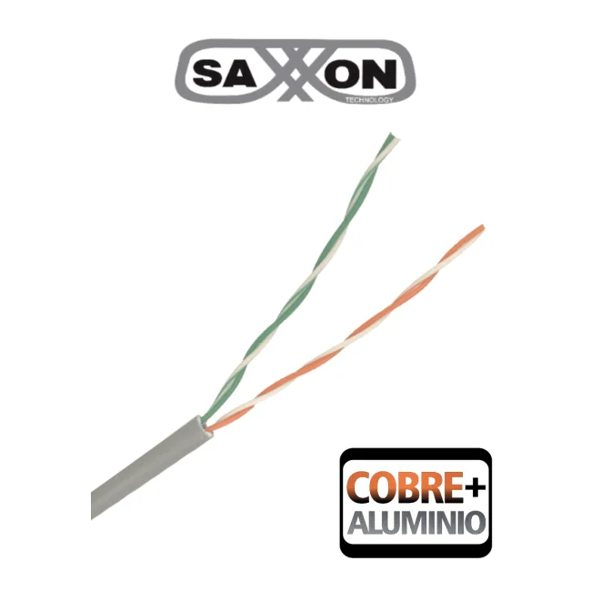 SAXXON OCAT3CCA - Bobina de Cable UTP Cat3/ 305 Metros/ CCA/ Color Gris/ Uso Interior/ 2 Pares/ Para Usos Multiples/